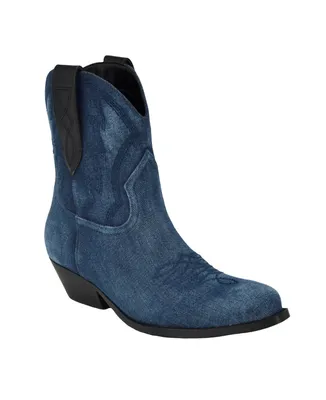 Guess Women's Ginette Low Ankle Western Cowboy Booties