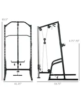 Soozier Power Cage with Pulley System, Squat Rack, Pull up / Push up Stand