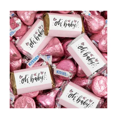 131 Pcs Girl Baby Shower Candy Party Favors Oh Baby Hershey's Miniatures & Pink Kisses (1.65 lbs, Approx. 131 Pcs)