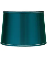 Sydnee Satin Teal Blue Medium Drum Lamp Shade 14" Top x 16" Bottom x 11" High (Spider) Replacement with Harp and Finial - Spring crest