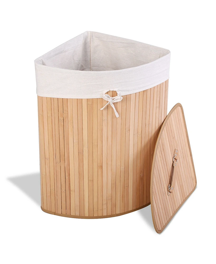 Corner Bamboo Hamper Laundry Basket