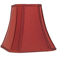 Crimson Red Cut-Corner Medium Lamp Shade 8" Wide and 6" Deep at Top x 14" Wide and 11" Deep at Bottom x 11" High (Spider) Replacement with Harp and Fi