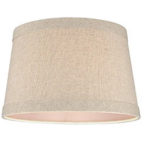 Natural Linen Small Drum Lamp Shade 10" Top x 12" Bottom x 8" High (Spider) Replacement with Harp and Finial - Spring crest