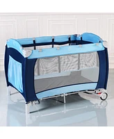 Foldable Baby Crib Playpen with Mosquito Net and Bag