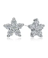 Star Shape Cubic Zirconia White Gold Plated Earrings