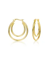 14K Gold Plated Double stack Hoop Earrings