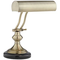 Traditional Piano Banker Desk Lamp 12" High Antique Brass Gold Metal Shade Adjustable Arm Decor for Living Room Bedroom House Bedside Nightstand Home