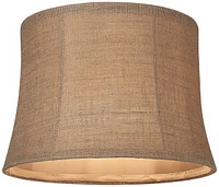 Natural Burlap Medium Drum Lamp Shade 12" Top x 14" Bottom x 10" High (Spider) Replacement with Harp and Finial - Springcrest