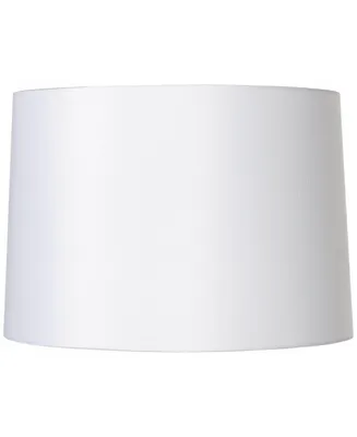 White Fabric Medium Hardback Lamp Shade 15" Top x 16" Bottom x 11" High (Spider) Replacement with Harp and Finial - Springcrest