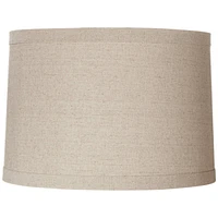 Natural Linen Medium Drum Lamp Shade 15" Top x 16" Bottom x 11" High (Spider) Replacement with Harp and Finial - Springcrest