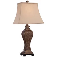 Edgar 29" Tall Curved Urn Traditional End Table Lamp Brown Bronze Finish Single Fabric Shade Living Room Bedroom Bedside Nightstand House Office Home