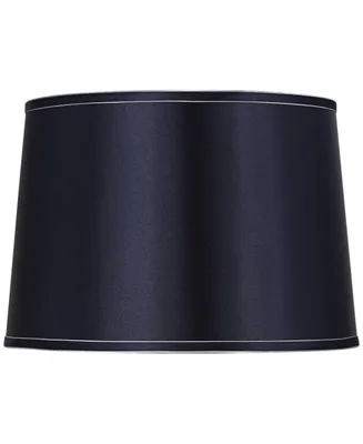 Sydnee Navy with Silver Trim Medium Drum Lamp Shade 14" Top x 16" Bottom x 11" Slant (Spider) Replacement with Harp and Finial - Spring crest
