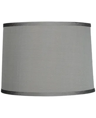 Platinum Gray Medium Dupioni Silk Lamp Shade 13" Top x 14" Bottom x 10" Slant x 10" High (Spider) Replacement with Harp and Finial - Spring crest