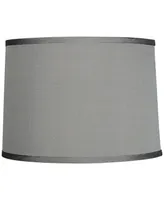 Platinum Gray Medium Dupioni Silk Lamp Shade 13" Top x 14" Bottom x 10" Slant x 10" High (Spider) Replacement with Harp and Finial - Spring crest