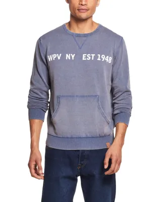 Weatherproof Vintage Men's Stonewash Crew Logo Sweater