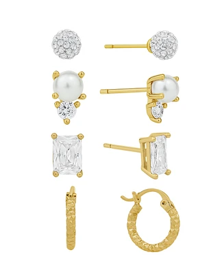 and Now This Cubic Zirconia Imitation Pearl Earring Set