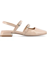 Journee Collection Women's Gretchenn Multi Strap Square Toe Mary Jane Flats