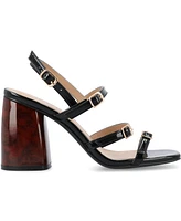 Journee Collection Women's Norina Buckle Block Heel Sandals