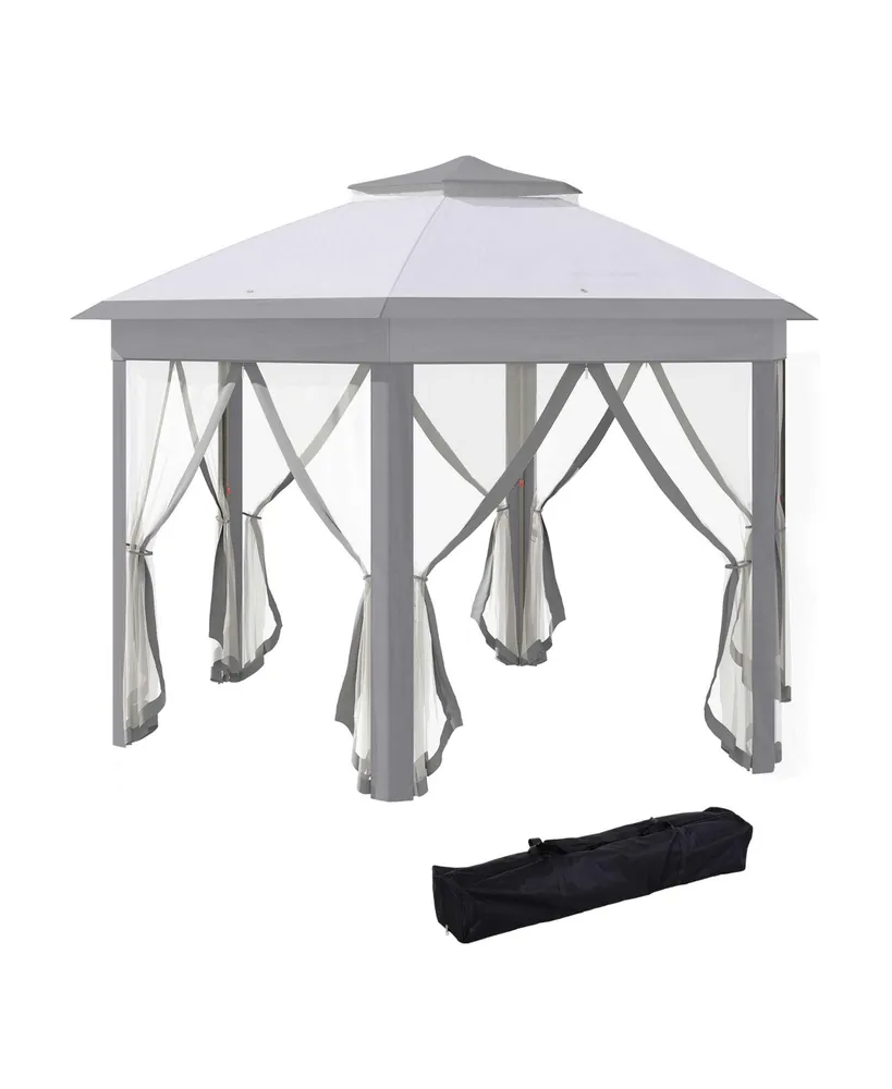 Outsunny 13' x 13' Pop Up Gazebo with 6 Zippered Mesh Netting, Gray