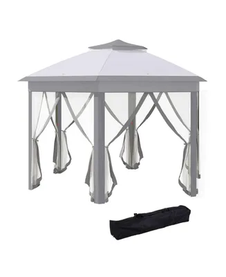 Outsunny 13' x 13' Pop Up Gazebo with 6 Zippered Mesh Netting, Gray
