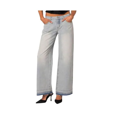 Women's Released hem low rise jeans - Light