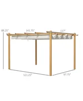 Outsunny 10'x12' Retractable Pergola with Wood Grain Aluminum Frame