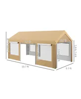 Outsunny 10' x 20' Carport, Height Adjustable w/ 4 Windows, 4 Doors, Gray