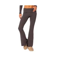 Women's Coffee Break ribbed flared leggings - Dark