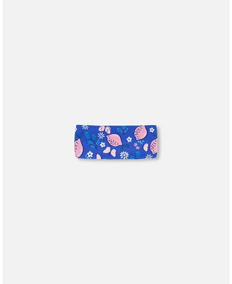 Girl Swimwear Headband Royal Blue Printed Pink Lemon - Toddler Child