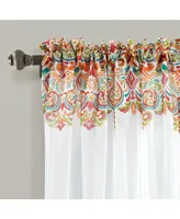 Clara Sheer Window Curtain Panels Turquoise/Tangerine 38X84+2 Set