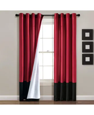 Prima Grommet Window Curtain Panels Merlot/Black 54X84 Set