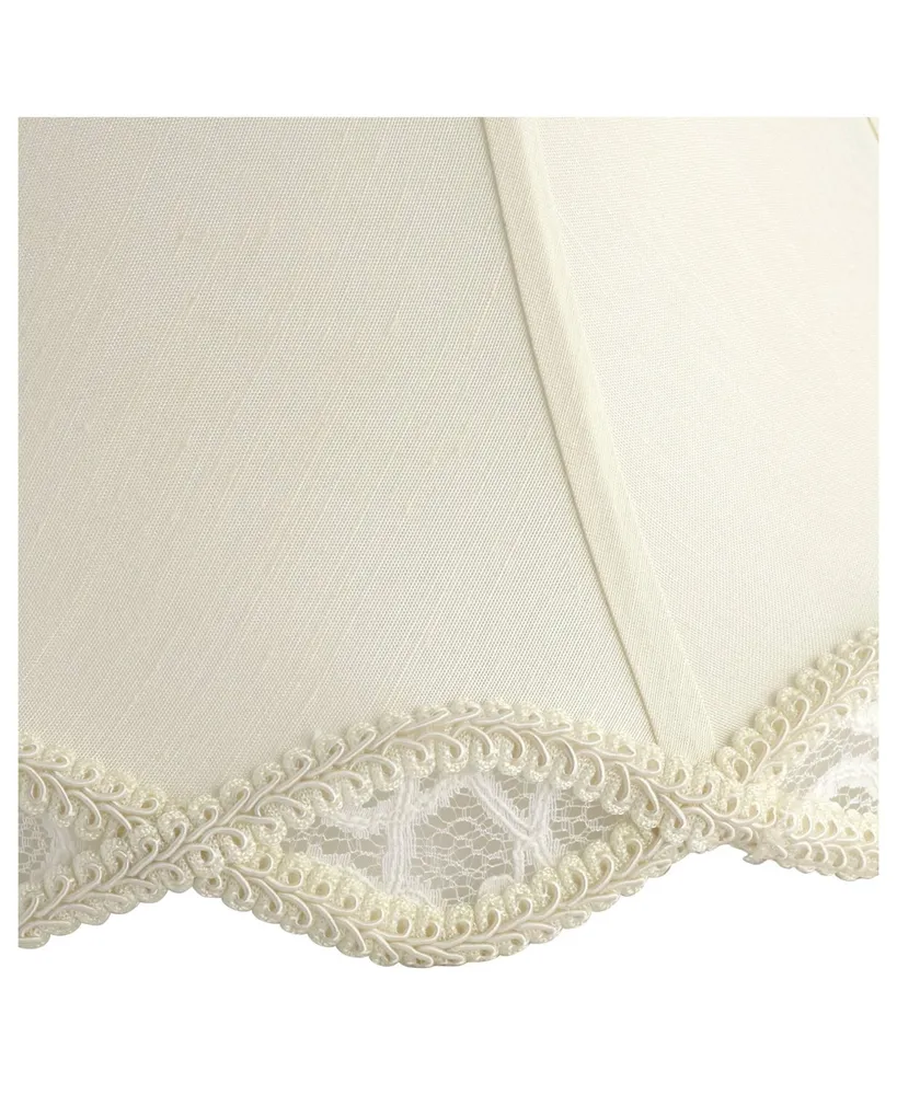 Cream Scalloped Gallery Medium Bell Lamp Shade 7" Top x 14" Bottom x 12.5" High (Spider) Replacement with Harp and Finial - Springcrest