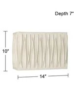 White Pinched Pleat Medium Rectangle Lamp Shade 14" Wide x 7" Deep x 10" High (Spider) Replacement with Harp and Finial - Springcrest