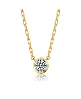 Elegant Clear Cubic Zirconia Round Stud Necklace