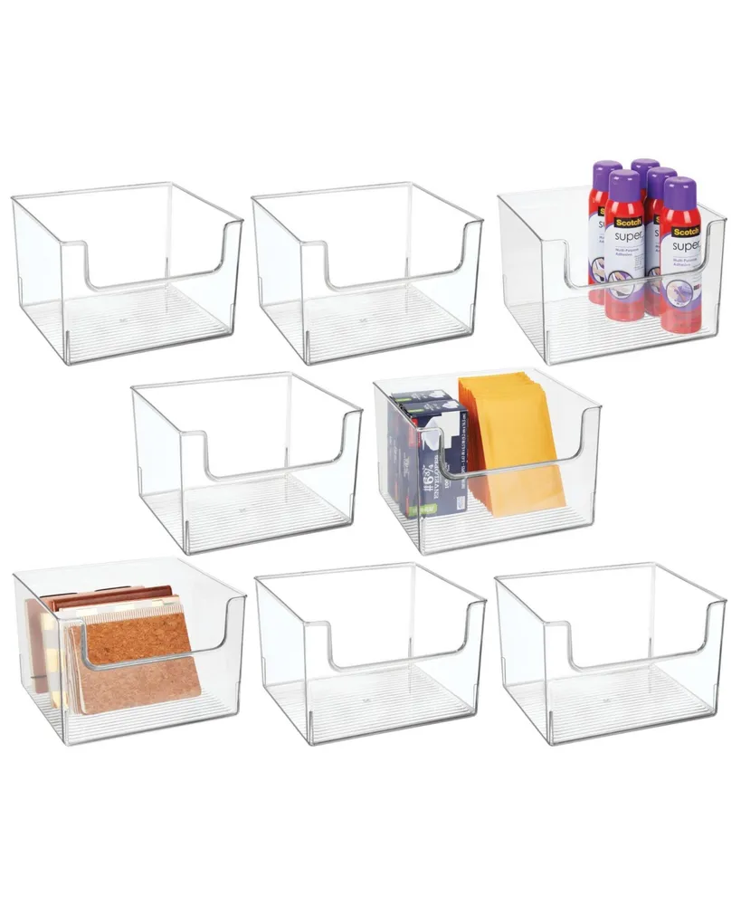 mDesign Office Plastic Storage Organizer Bin with Open Dip Front, 8 Pack, Clear