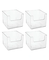 mDesign Crafting Plastic Storage Organizer Bin - Open Dip Front, 4 Pack, Clear