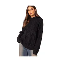 Women's Oversized cable knit sweater hoodie