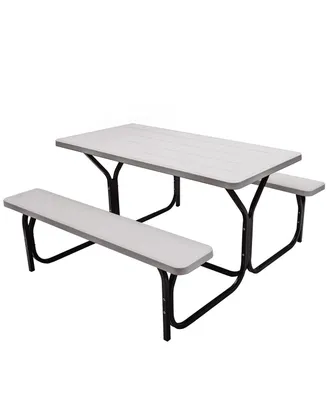 Hdpe Outdoor Picnic Table Bench Set with Metal Base