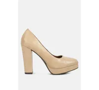 whitley croc texture high block heel pumps