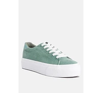 hyra solid flat form canvas sneakers