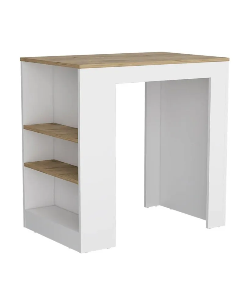 Simplie Fun Highlands Kitchen Island With Storage Base In White And Macadamia