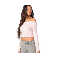 Women's Minnie cropped fold over knit top - Light