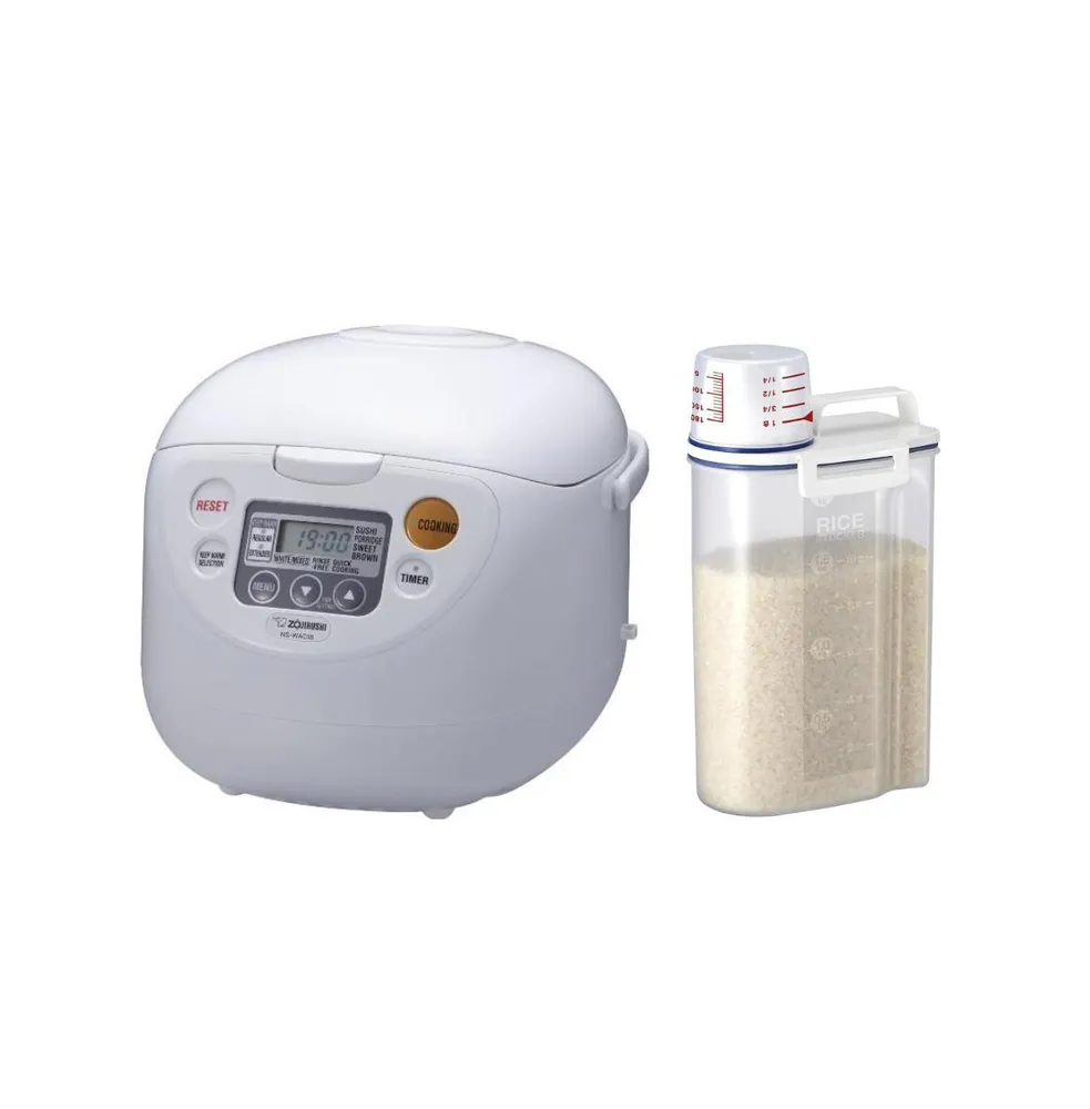 Zojirushi Micom Rice Cooker and Warmer (10-Cup) with Rice Container Bin -  Assorted Pre