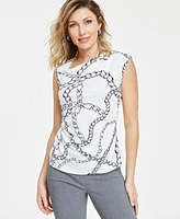 I.n.c. International Concepts Women's Draped Asymmetrical-Neck Sleeveless Top, Created for Macy's