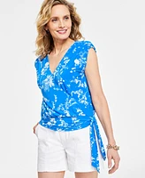 I.n.c. International Concepts Women's Printed Surplice Top, Created for Macy's