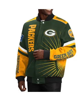 Men's G-iii Sports by Carl Banks Green Bay Packers Extreme Redzone Full-Snap Varsity Jacket