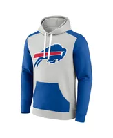 Men's Fanatics Silver, Royal Buffalo Bills Big and Tall Team Fleece Pullover Hoodie