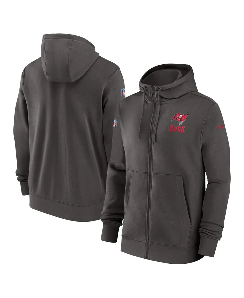 Men's Nike Pewter Tampa Bay Buccaneers Sideline Club Performance Full-Zip Hoodie