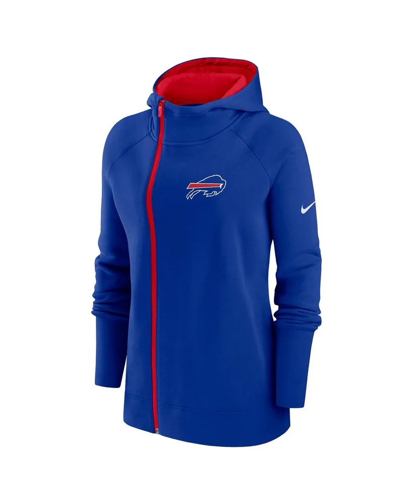 Women's Nike Royal Buffalo Bills Asymmetrical Raglan Full-Zip Hoodie