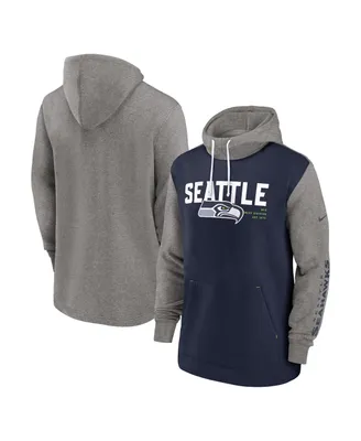 Men's Nike College Navy Seattle Seahawks Fashion Color Block Pullover Hoodie